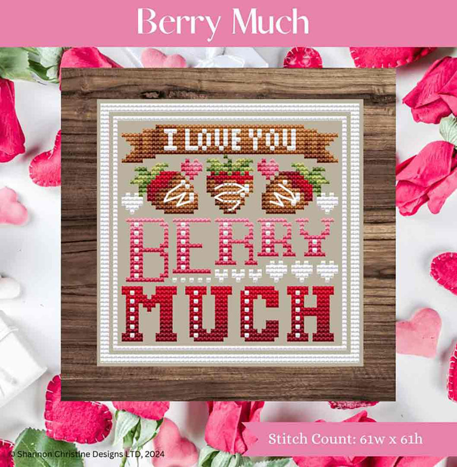A stitched preview of the counted cross stitch pattern Berry Much by Shannon Christine Designs
