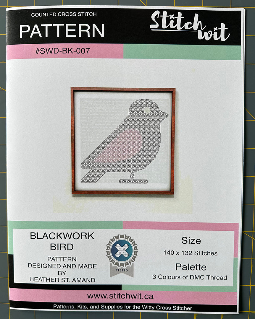 Blackwork Bird: Counted Cross Stitch Pattern