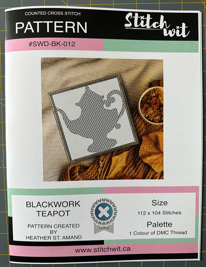 Blackwork Teapot: Counted Cross Stitch Pattern