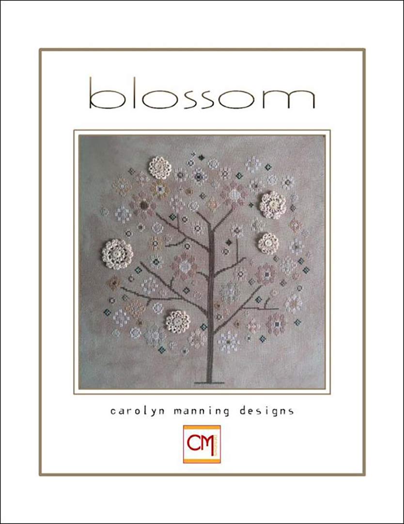 A stitchd preview of the counted cross stitch pattern Blossom by Carolyn Manning Designs