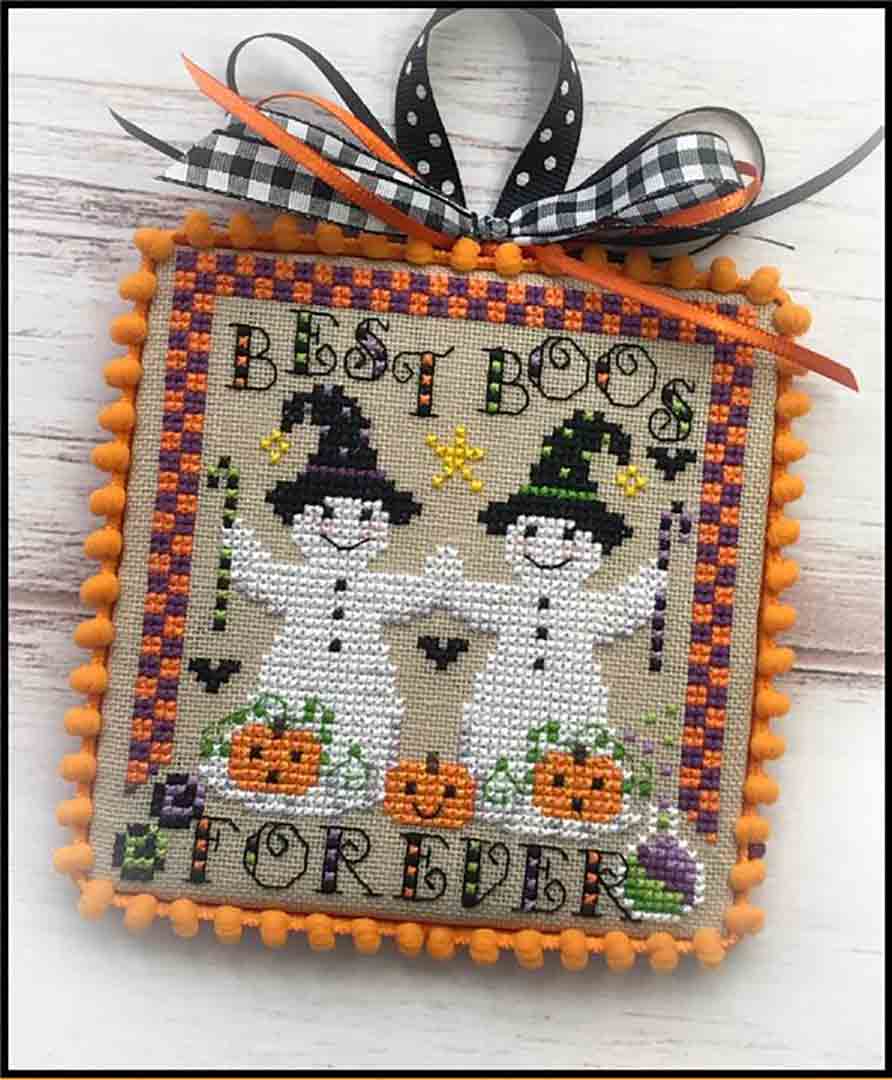A stitched preview of the counted cross stitch pattern Booville Best Boos by Sugar Stitches Design
