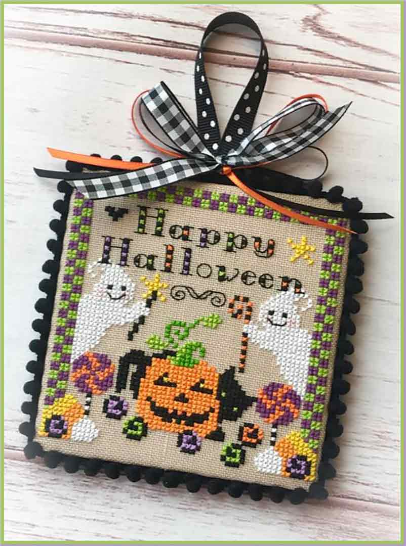 A stitched preview of the counted cross stitch pattern Booville Happy Halloween by Sugar Stitches Design