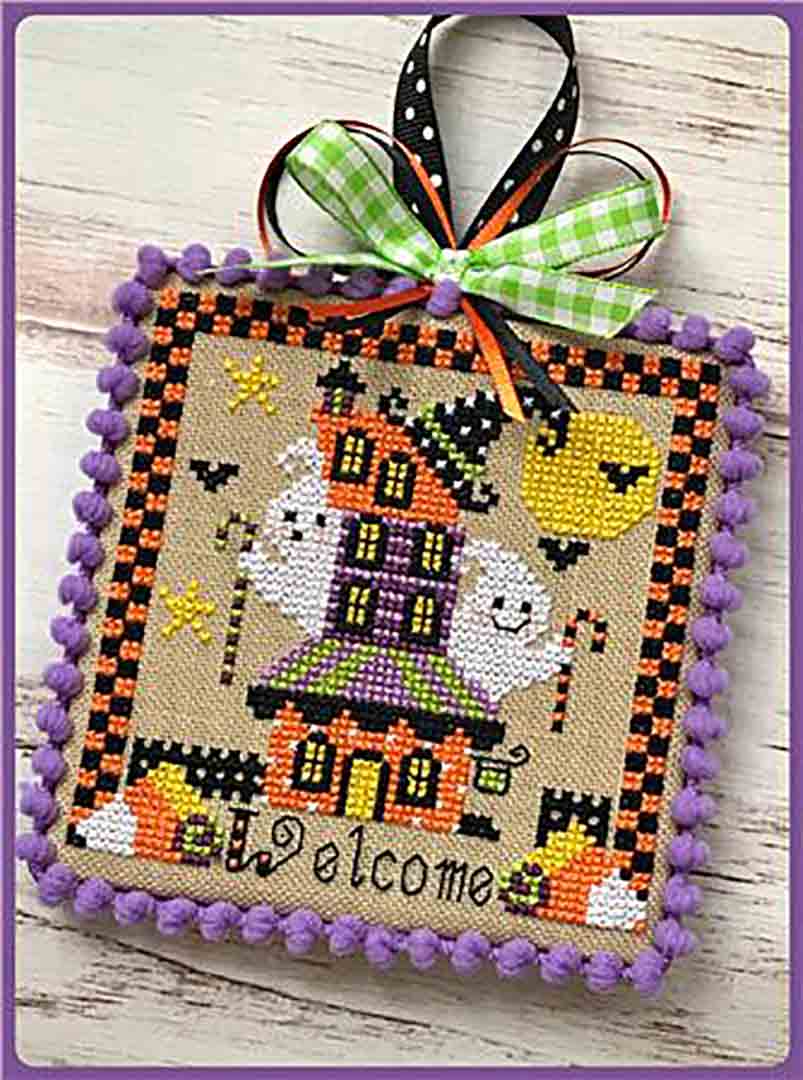 A stitched preview of the counted cross stitch pattern Booville Inn by Sugar Stitches Design