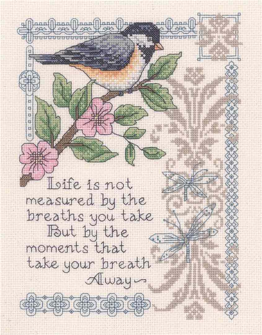 A stitched preview of the counted cross stitch pattern Breath Takers by Diane Arthurs