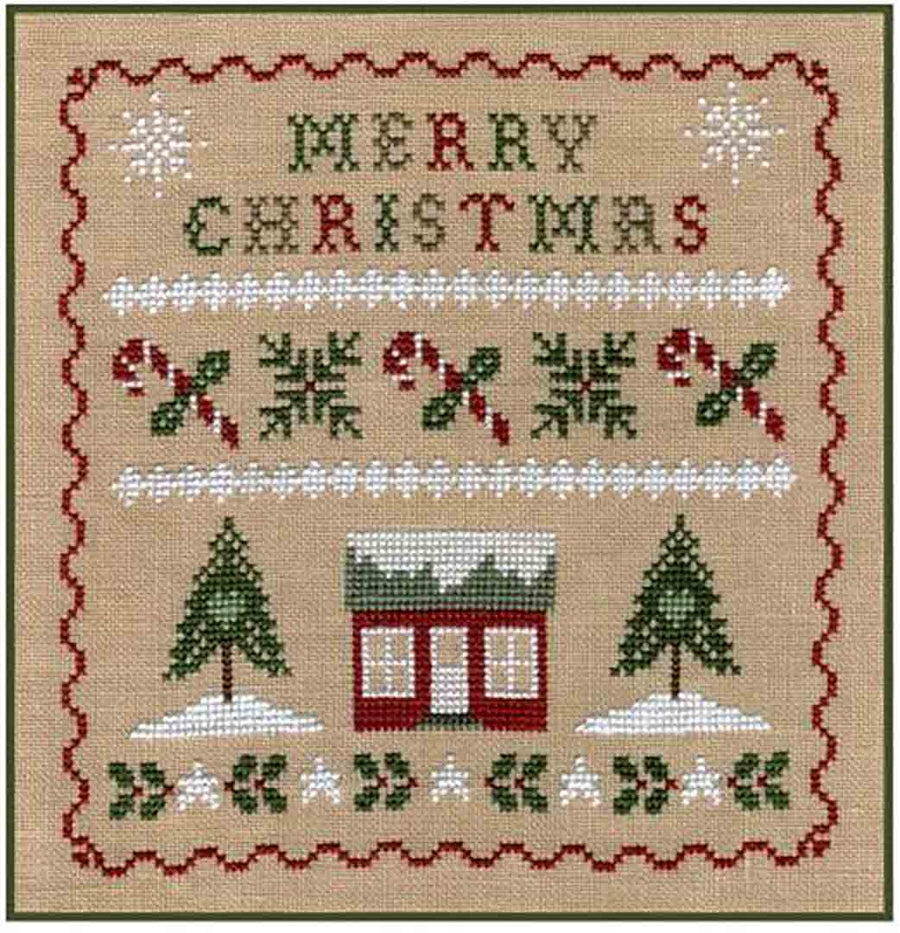 A stitched preview of the counted cross stitch pattern Candy Cane Lane by Plum Pudding NeedleArt