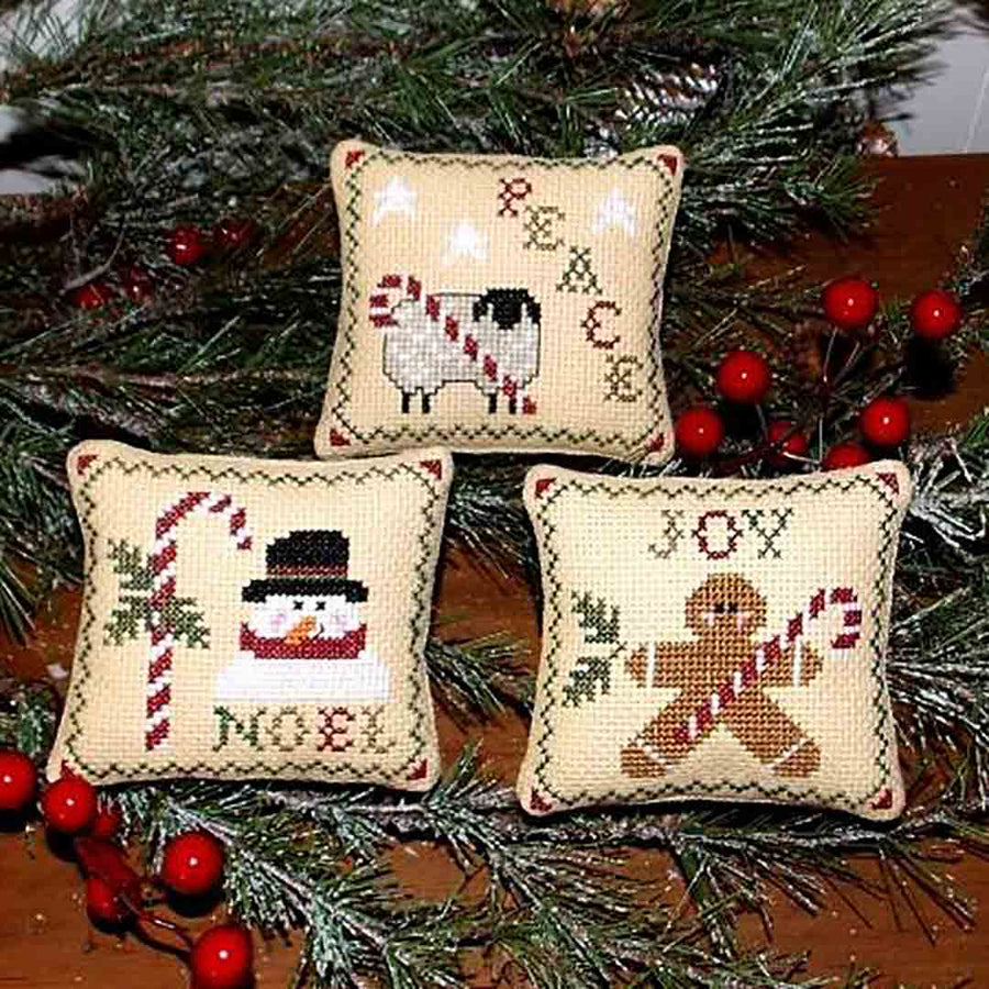 A stitched preview of the counted cross stitch pattern Candy Cane Wishes by Plum Pudding NeedleArt