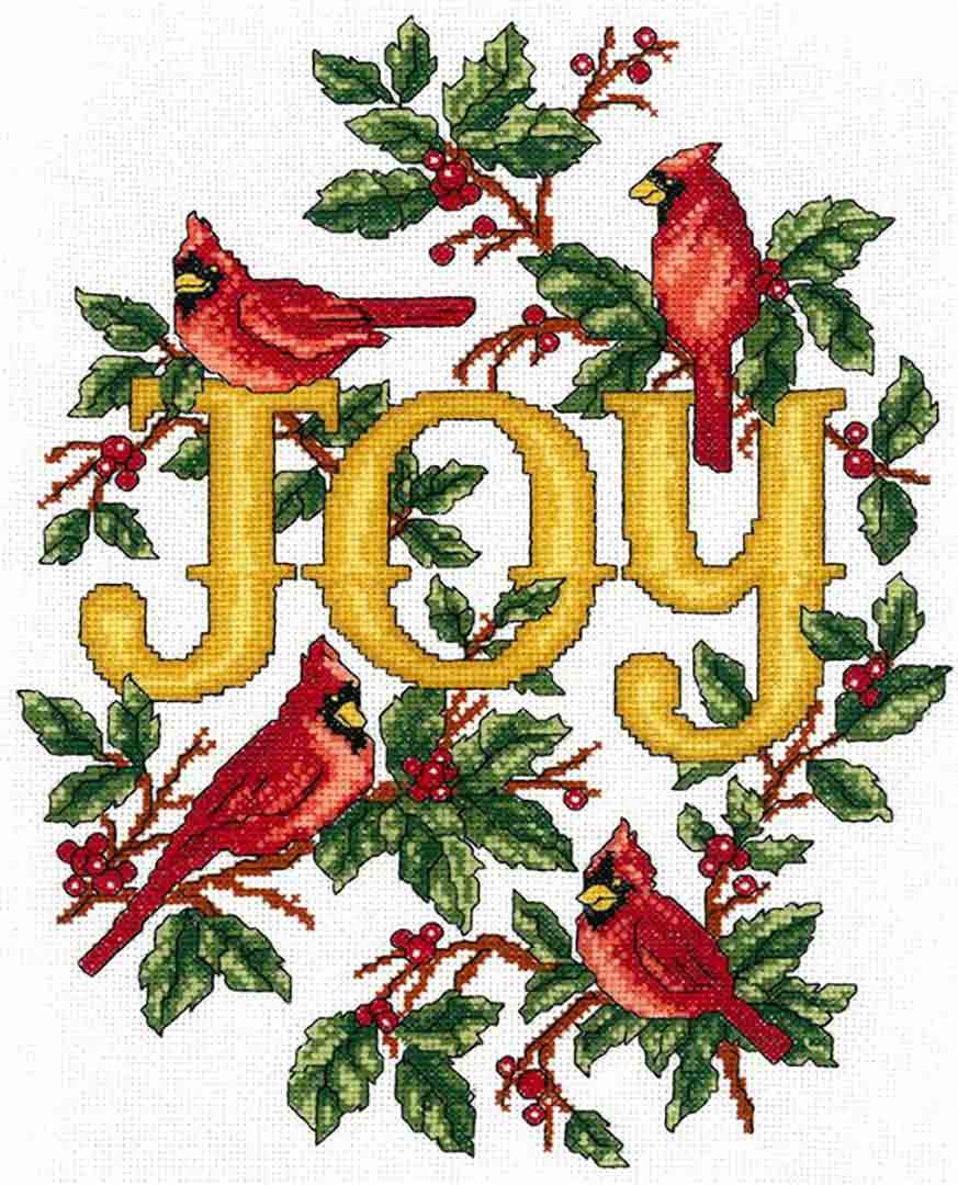 A stitched preview of the counted cross stitch pattern Cardinal Joy by Ursula Michael