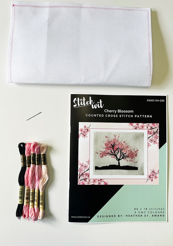 Cherry Blossom: Counted Cross Stitch Pattern and Kit