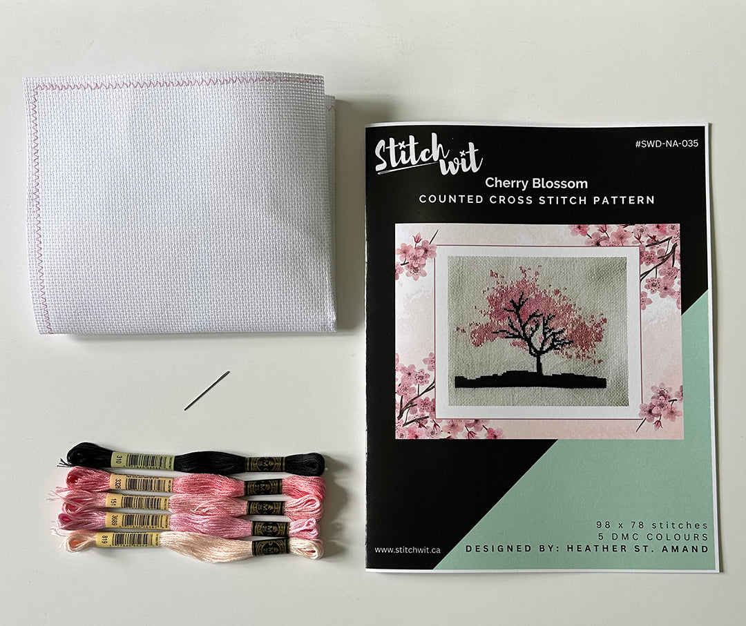 Cherry Blossom: Counted Cross Stitch Pattern and Kit