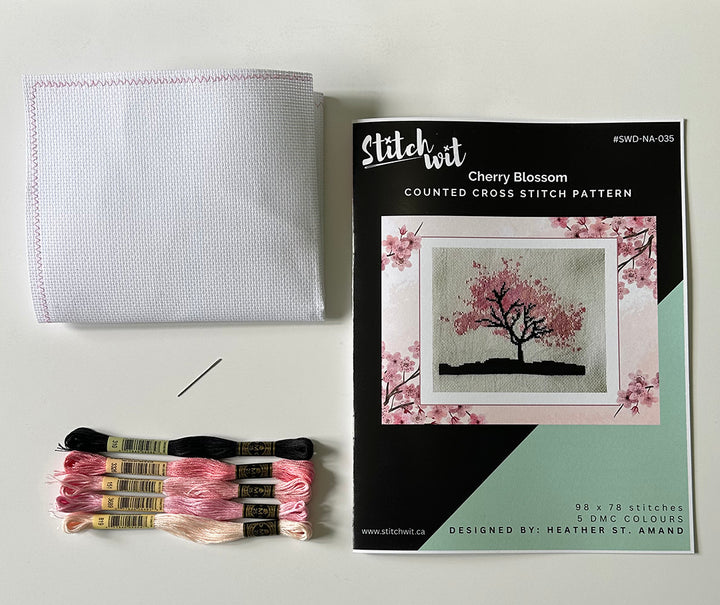 Cherry Blossom: Counted Cross Stitch Pattern and Kit
