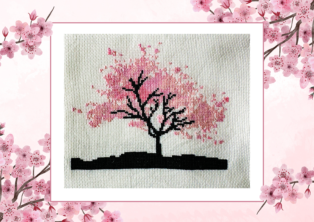 Cherry Blossom: Counted Cross Stitch Pattern and Kit