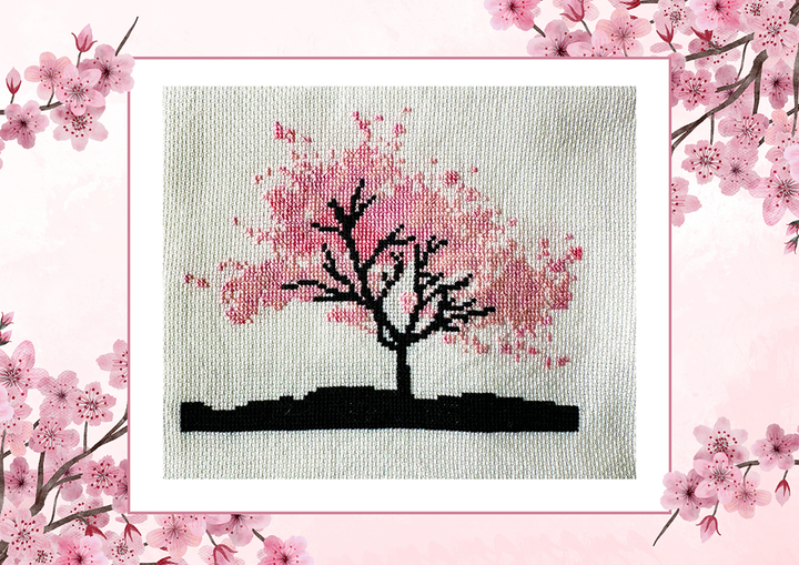 Cherry Blossom: Counted Cross Stitch Pattern and Kit