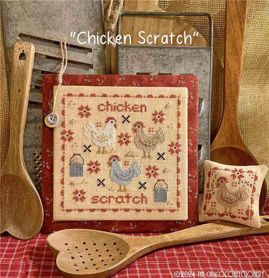 A stitched preview of the counted cross stitch pattern Chicken Scratch by The Calico Confectionery