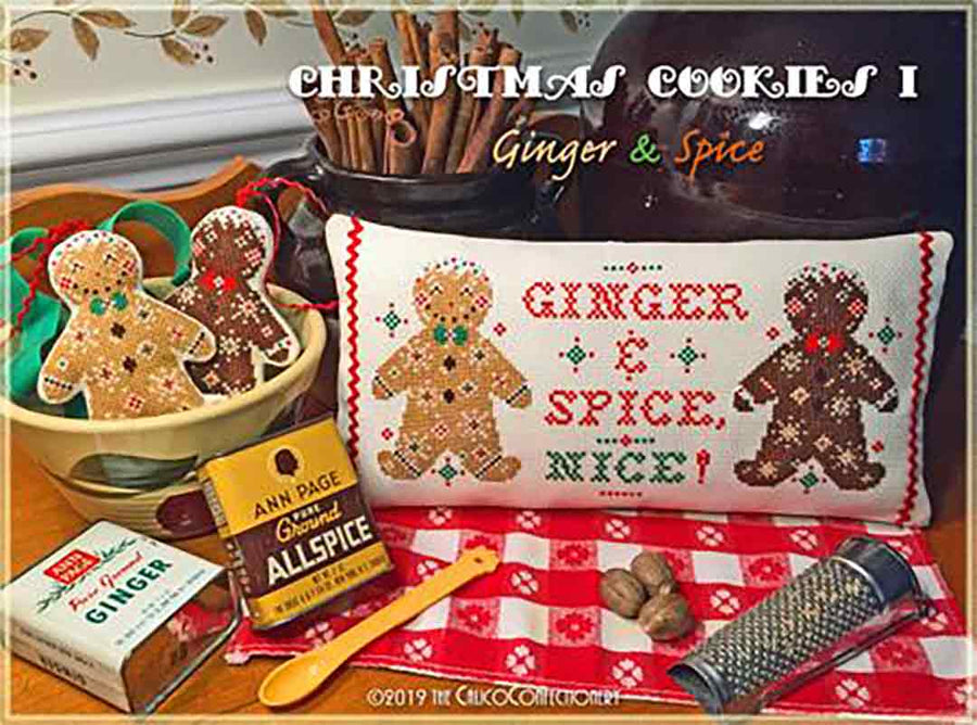 A stitched preview of the counted cross stitch pattern Christmas Cookies - Ginger And Spice by The Calico Confectionery