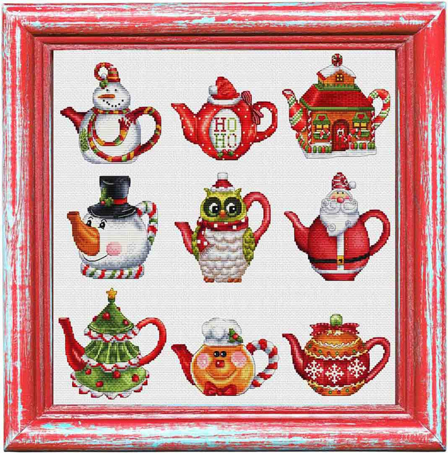 A stitched preview of the counted cross stitch pattern Christmas Cups by Les Petites Croix De Lucie