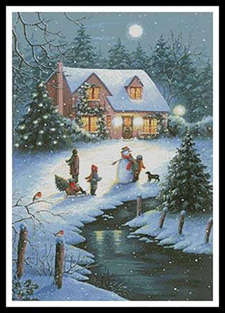 A stitched preview of the counted cross stitch pattern Christmas Eve by Artecy Cross Stitch