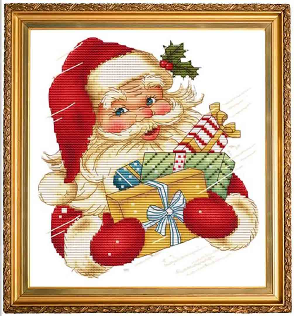 A stitched preview of the counted cross stitch pattern Christmas Father Arrives by Les Petites Croix De Lucie