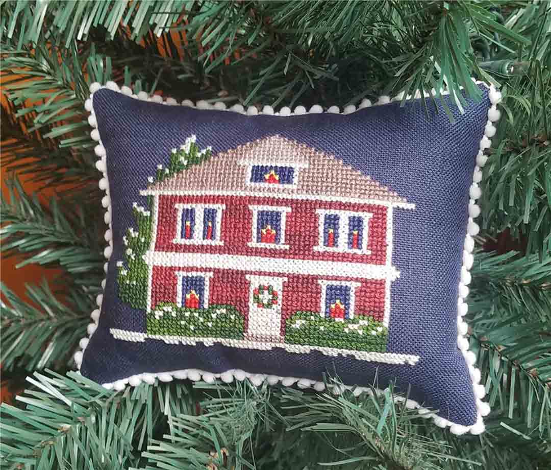 A stitched preview of the counted cross stitch pattern Christmas House by Keb Studio Creations