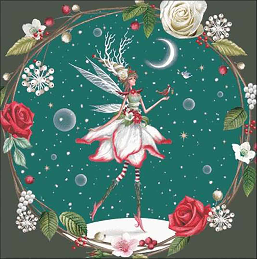 A stitched preview of the counted cross stitch pattern Christmas Pixie by Charting Creations