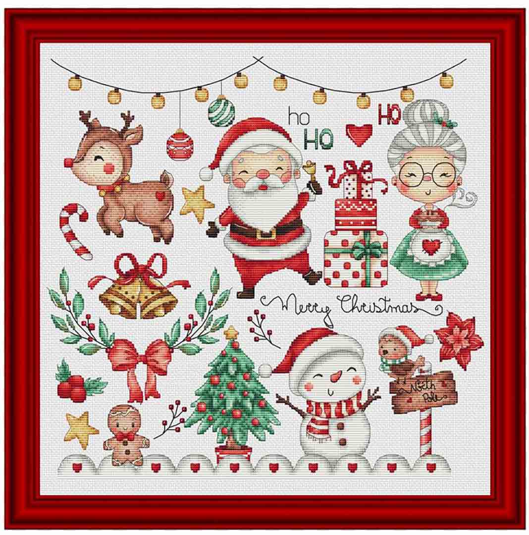 A stitched preview of the counted cross stitch pattern Christmas Scenes by Les Petites Croix De Lucie