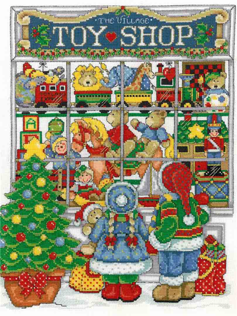 A stitched preview of the counted cross stitch pattern Christmas Toys by Joan A Elliott