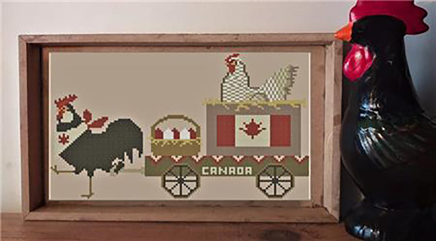 A stitched preview of the counted cross stitch pattern Coop Parada Series Canada by Twin Peak Primitives
