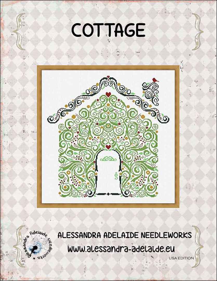 An image of the cover of counted cross stitch pattern Cottage by Alessandra Adelaide