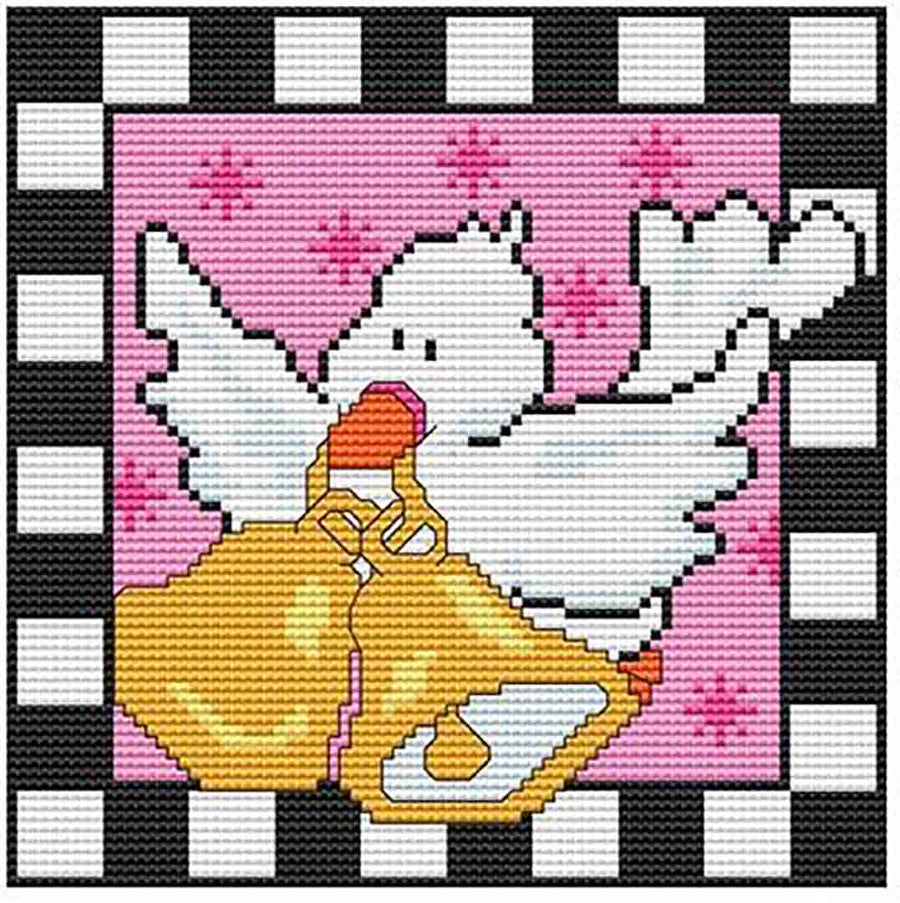 A stitched preview of the counted cross stitch pattern Country Christmas Checkered - Dove by Marcia Manning