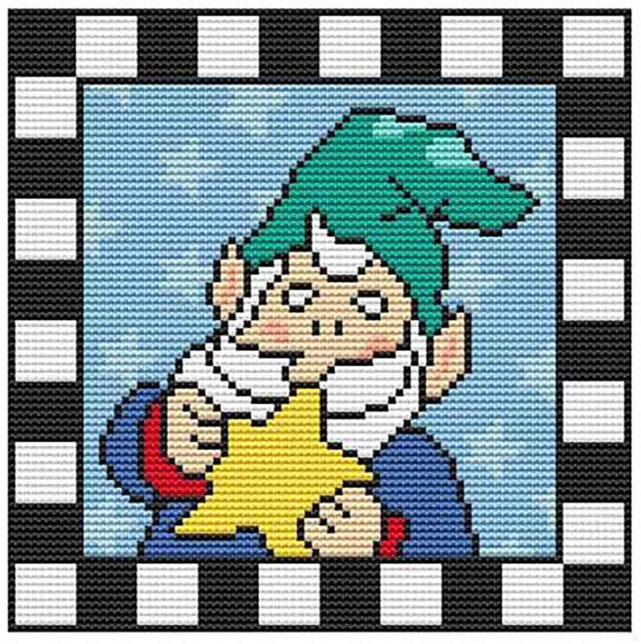 A stitched preview of the counted cross stitch pattern Country Christmas Checkered - Elf Star by Marcia Manning