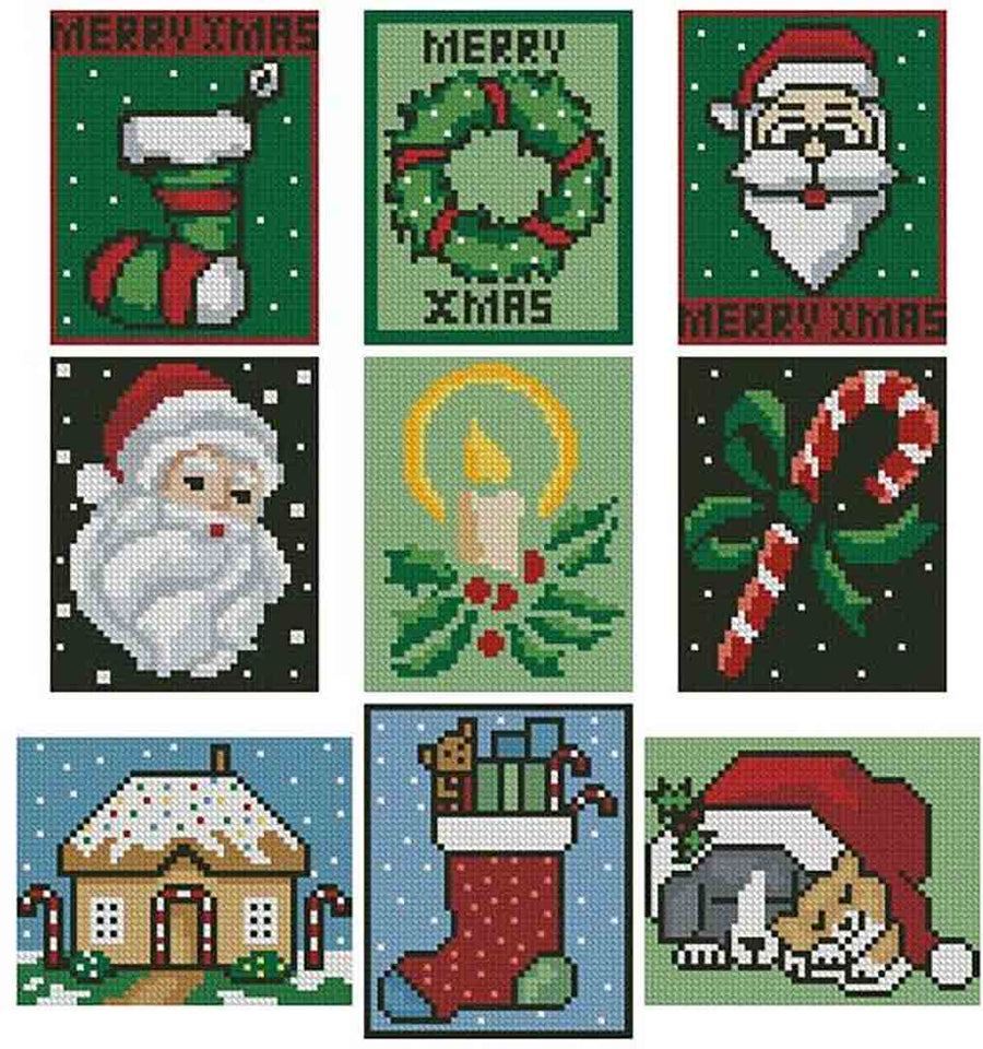 A stitched preview of the counted cross stitch pattern Cross Stitch Card Collection 3 by Artecy Cross Stitch