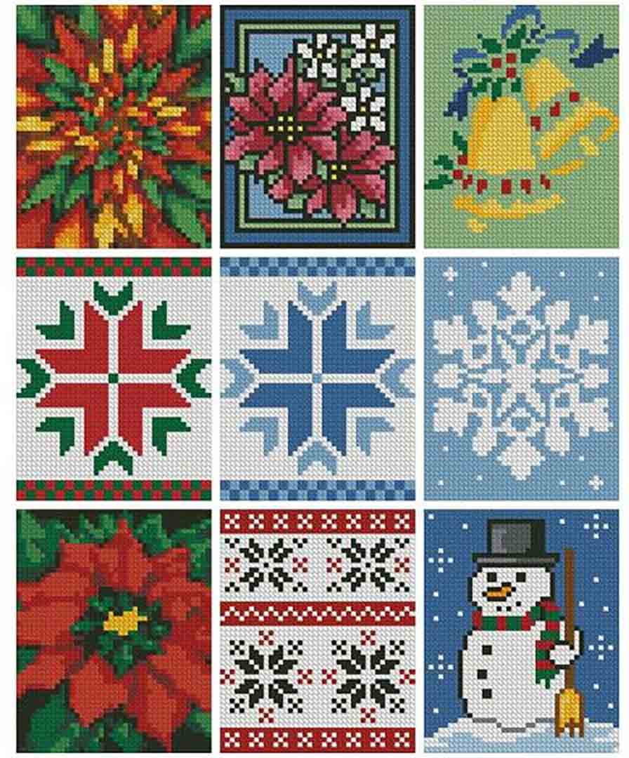 A stitched preview of the counted cross stitch pattern Cross Stitch Card Collection 4 by Artecy Cross Stitch