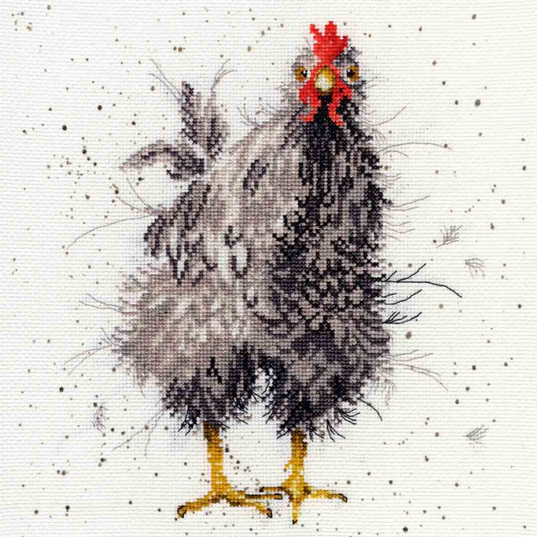 Stitched preview of Curious Hen Counted Cross Stitch Kit