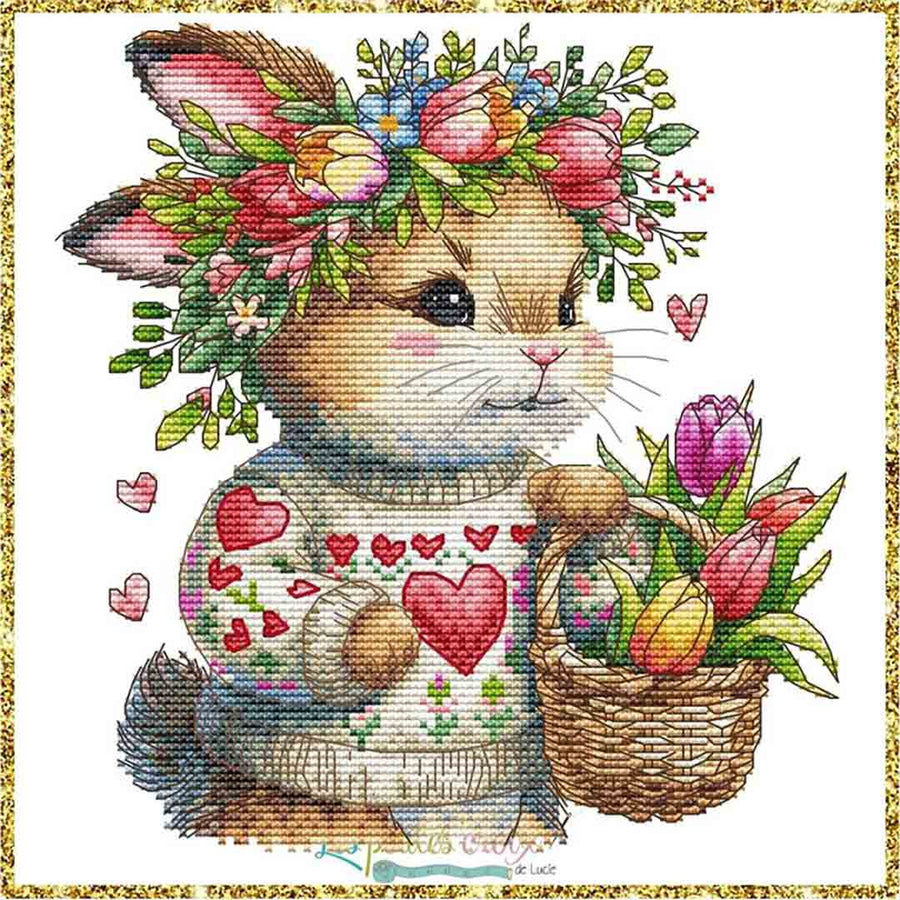 A stitched preview of the counted cross stitch pattern Easter Bunny by Les Petites Croix De Lucie
