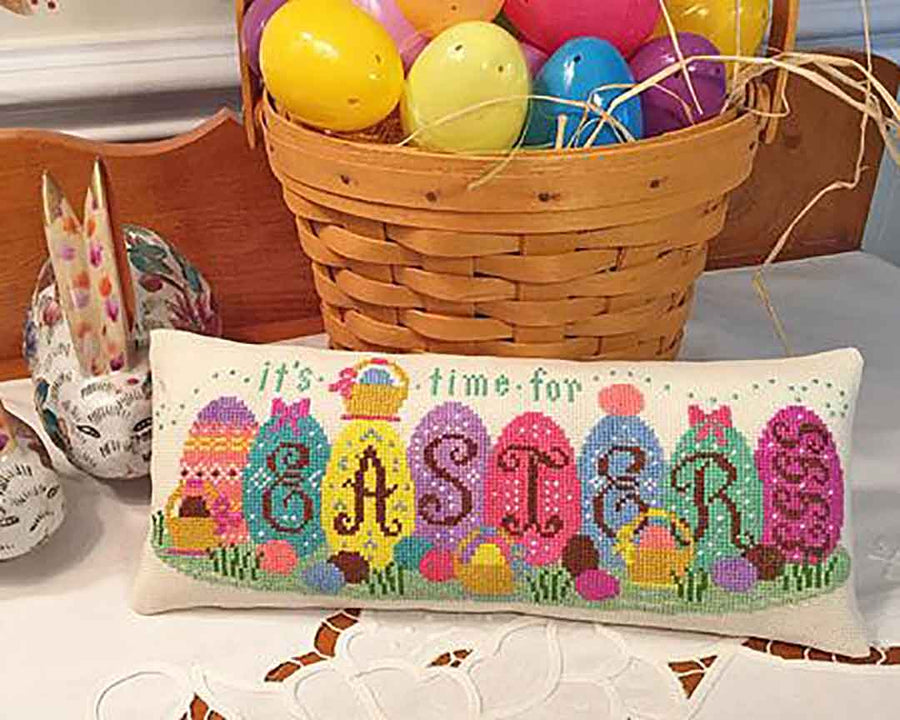 A stitched preview of the counted cross stitch pattern Easter Egg Time by The Calico Confectionery