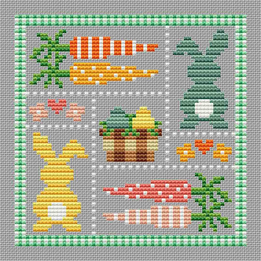 A stitched preview of the counted cross stitch pattern Easter Patch by Erin Elizabeth Designs