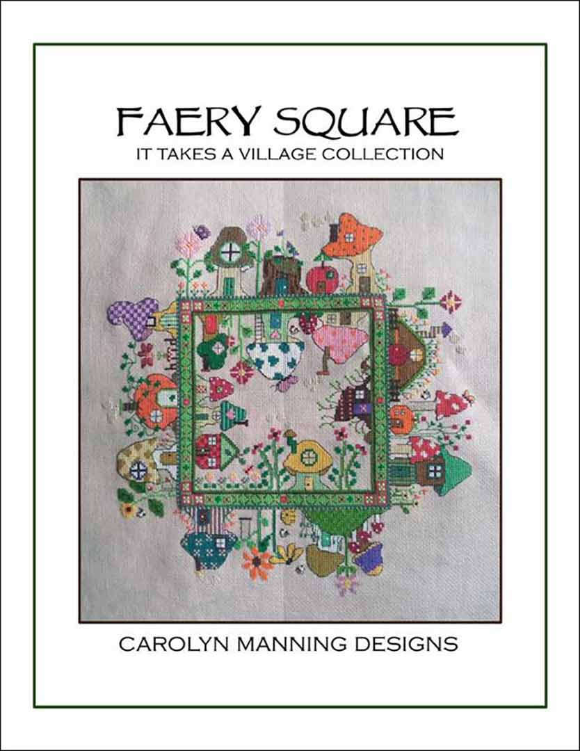 A stitched preview of the counted cross stitch pattern Faery Square by Carolyn Manning Designs