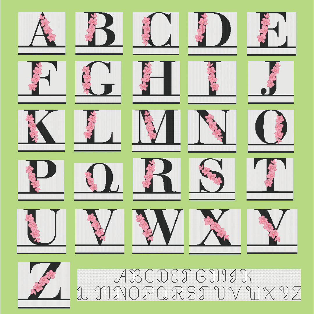 Floral Monograms: Counted Cross Stitch Pattern