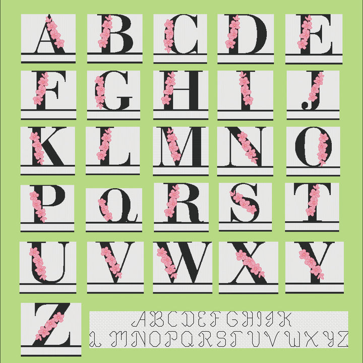 Floral Monograms: Counted Cross Stitch Pattern