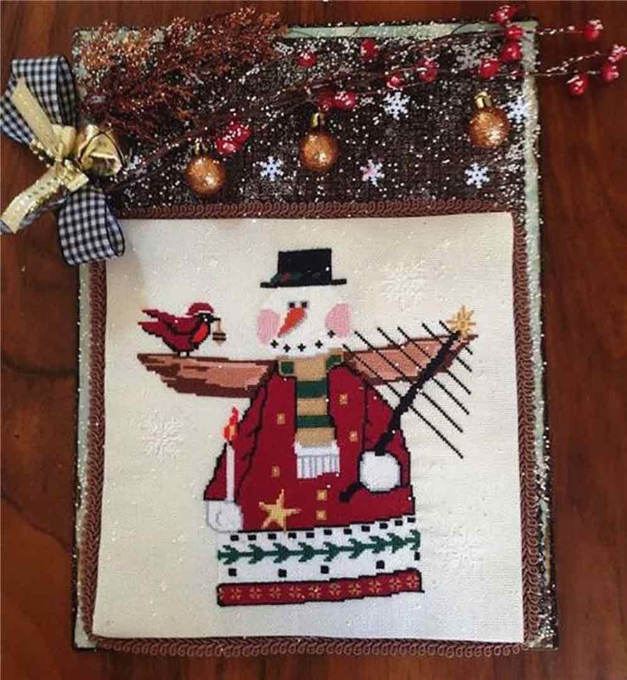 A stitched preview of the counted cross stitch pattern Frosty's Christmas by Twin Peak Primitives
