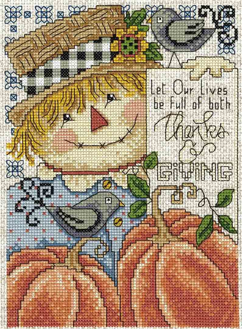 A stitched preview of the counted cross stitch pattern Full Of Thanks And Giving by Diane Arthurs