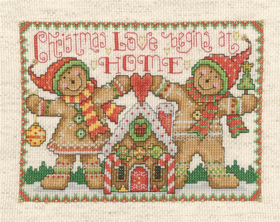 A stitched preview of the counted cross stitch pattern Gingerbread Fun by Joan A Elliott