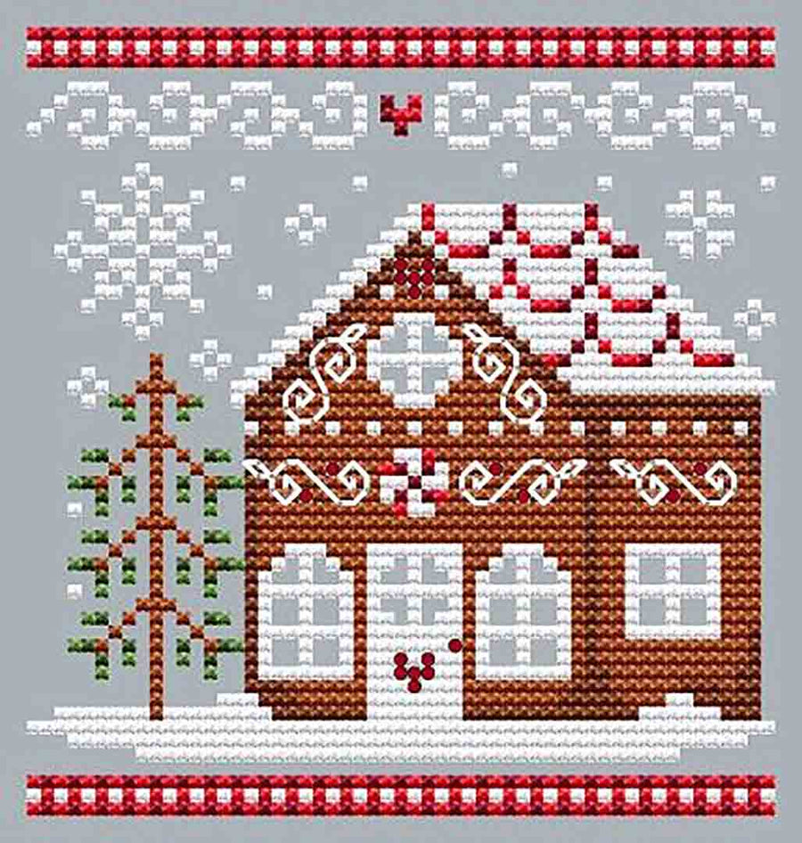 A stitched preview of the counted cross stitch pattern Gingerbread House 3 by Shannon Christine Designs