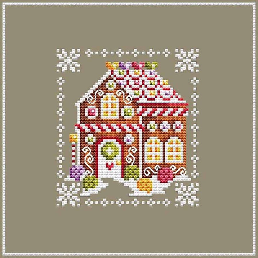 A stitched preview of the counted cross stitch pattern Gingie's House by Shannon Christine Designs