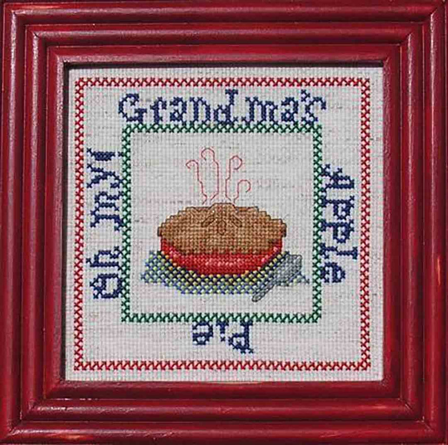 A stitched preview of the counted cross stitch pattern Grandma's Apple Pie by Janis Lockhart