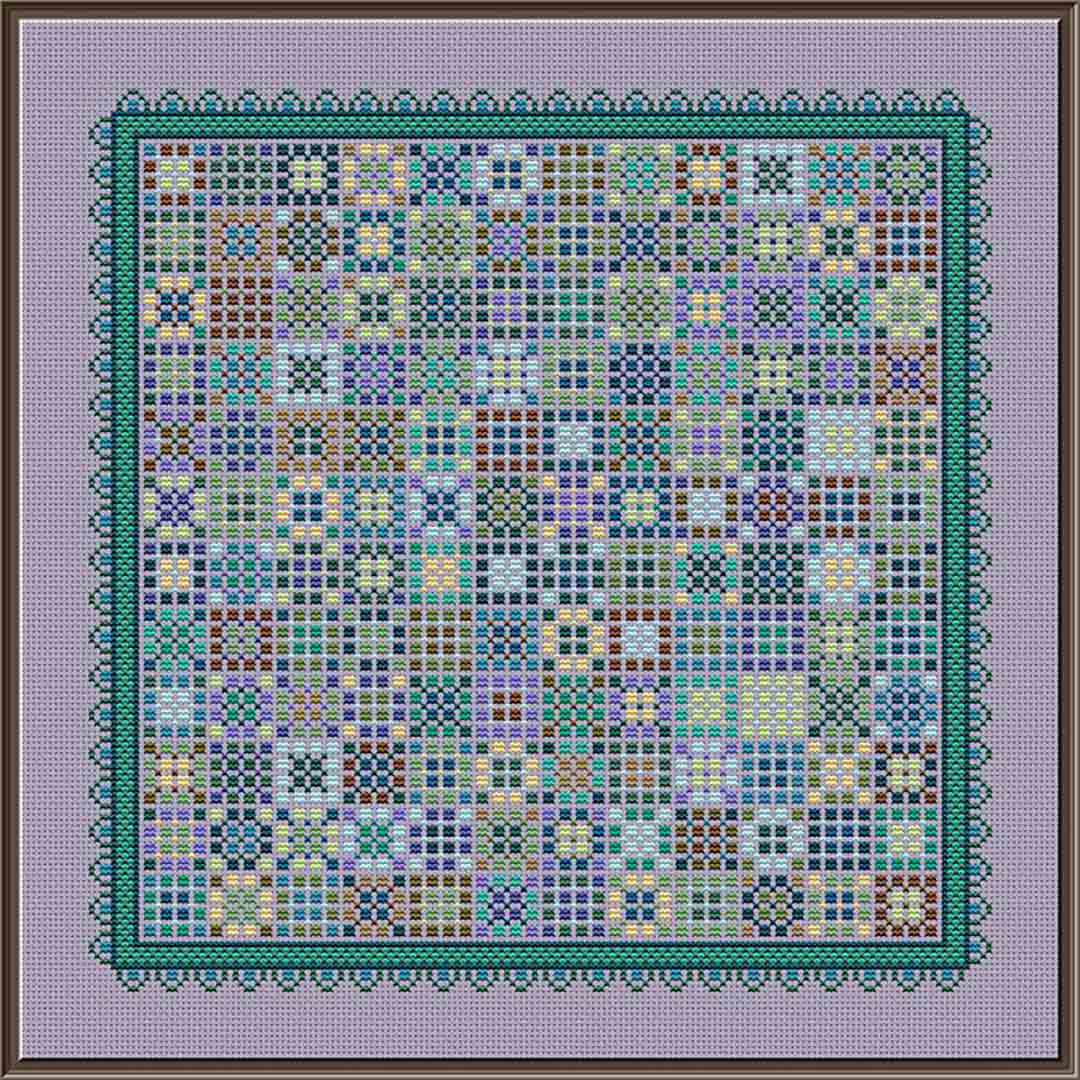 A stitched preview of the counted cross stitch pattern Granny's Joy by Carolyn Manning Designs