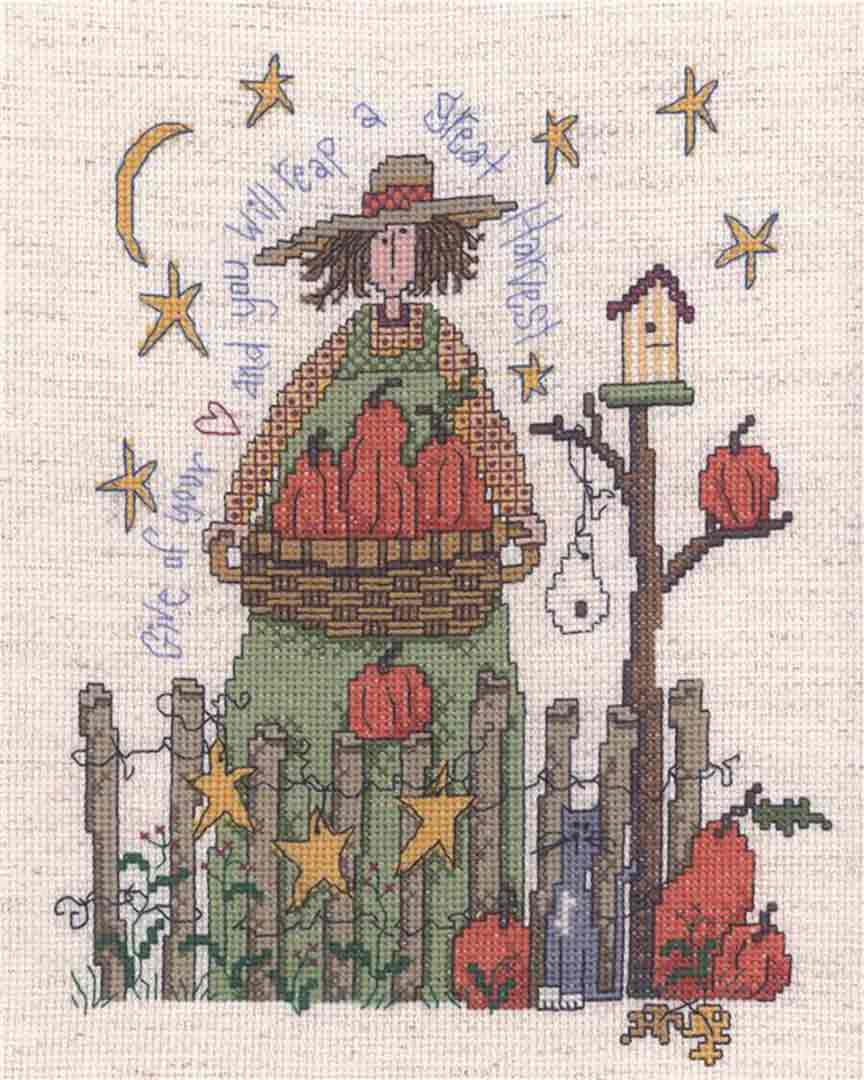 A stitched preview of the counted cross stitch pattern Great Harvest by Diane Arthurs