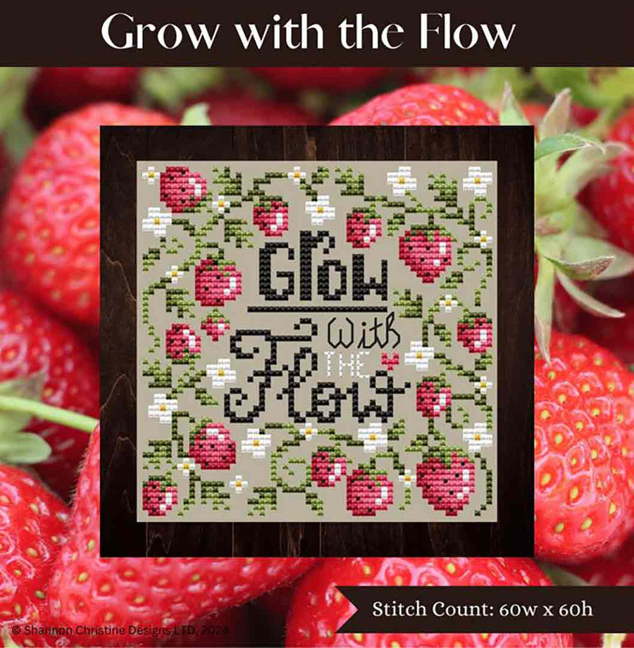 A stitched preview of the counted cross stitch pattern Grow With The Flow by Shannon Christine Designs