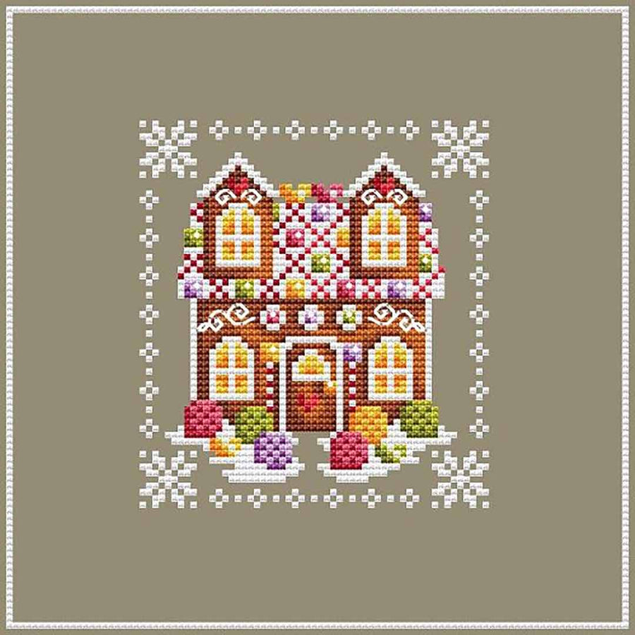 A stitched preview of the counted cross stitch pattern Gumdrop's House by Shannon Christine Designs