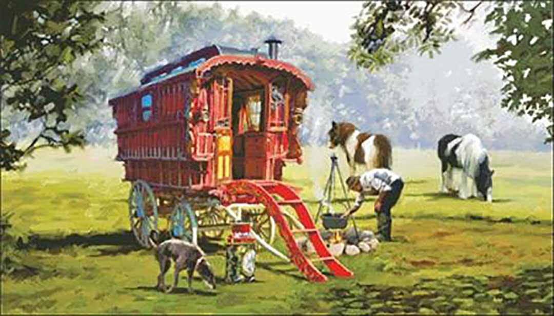 A stitched preview of the counted cross stitch pattern Gypsy Caravan by Charting Creations