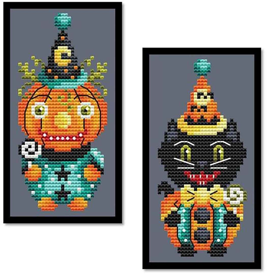 A stitched preview of the counted cross stitch pattern Halloween Pals by Shannon Christine Designs